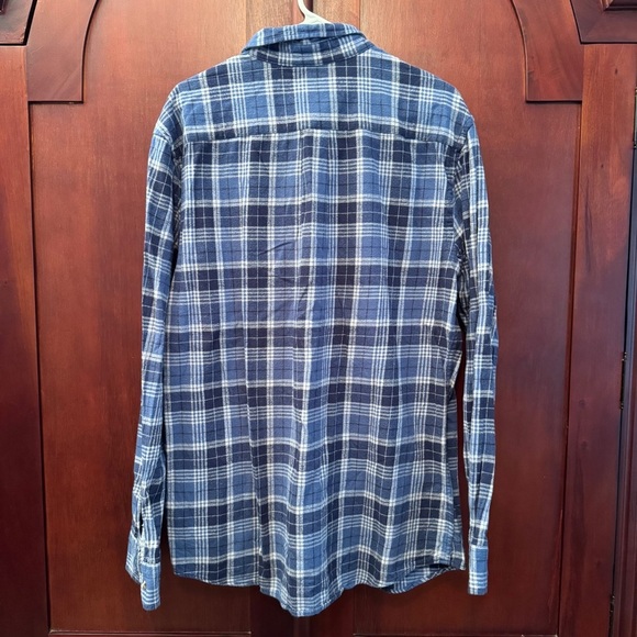 Merona Flannel Navy Checkered Cotton Fabric Size Large - Picture 2 of 6